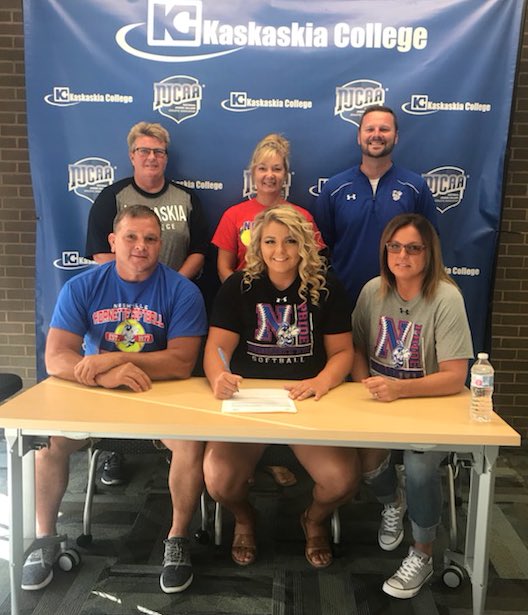 NCHSAthleticsAD's tweet photo. Congratulations to Karly on her signing with Kaskaskia College to continue her softball career! #hornettepride #gobigblue ❤️💙❤️ https://t.co/NefXN1tc6b