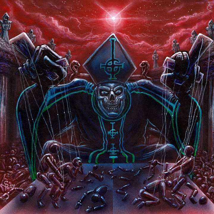 SeanPetrin's tweet photo. Ghost fan art from 2014 @ghostband #ghostbc #metalbands #art #heavymetal #painting https://t.co/dPOuhcyKIa