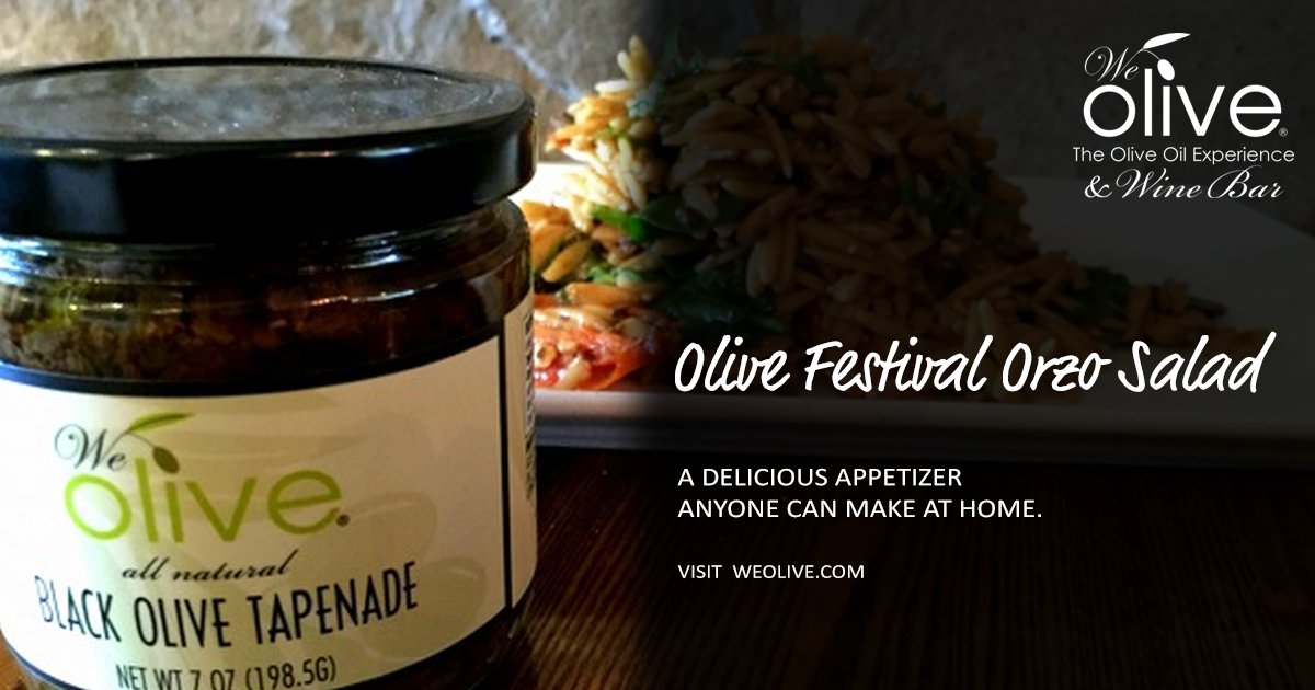 WeOliveOCMix's tweet photo. Featuring a trio of #WeOlive bestsellers: Fresh Garlic and Meyer Lemon Olive Oils plus Aged Balsamic Vinegar. Try out our Olive Festival Orzo Salad #recipe here: https://t.co/Tedy92VxO5 Don't forget to add Black Olive Tapenade for complexity and depth. 😌 https://t.co/u9X0W6HG6b