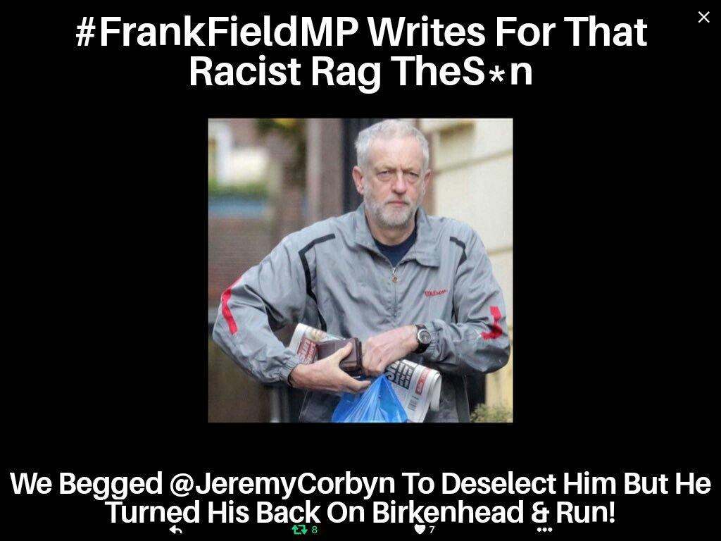 MarkOllerhead4's tweet photo. I See @frankfieldteam Stuck true to form And Voted WITH The #EthnicCleansingToryGovernment Again today How Much Longer Can @jeremycorbyn Do Nothing to This Disgraceful Piss Taking Affront to The People of #Birkenhead I Will Never Vote Again & Urge everyone ToDo The Same #FieldOut https://t.co/1ibfLrxRal