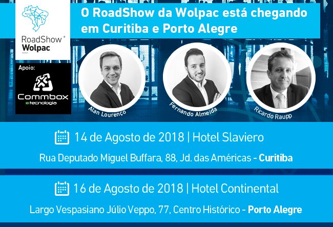 CommboxLTDA's tweet image. O RoadShow da Wolpac está chegando! 
#controledeacesso #automacaoip