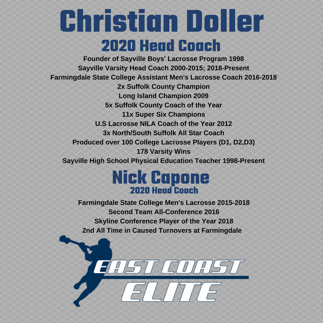 ECEliteLax's tweet photo. Watch out for announcements on the 2018/2019 East Coast Elite coaching staff throughout the week!! We are starting things off by announcing our 2020 coaches!!! https://t.co/aAv6CYenLP