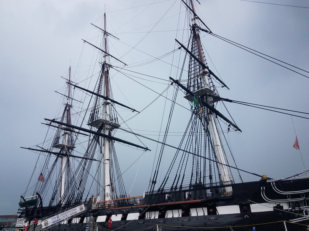 dunneteach's tweet photo. Our #PlaceBasedBos teachers loved analyzing the 1813 paintings depicting the USS Constitution's defeat of the Guerriere in the War of 1812. We then visited the ship, one of the original six commissioned in the US Navy by President Washington, and still an active service vessel. https://t.co/0F2hjaMg6g