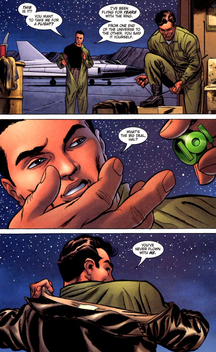 dailyhaljordan's tweet photo. "You've never flown with me." 

Hal Jordan and Kyle Rayner in Green Lantern: Secret Files and Origins (2005) https://t.co/1auqXN4xl9