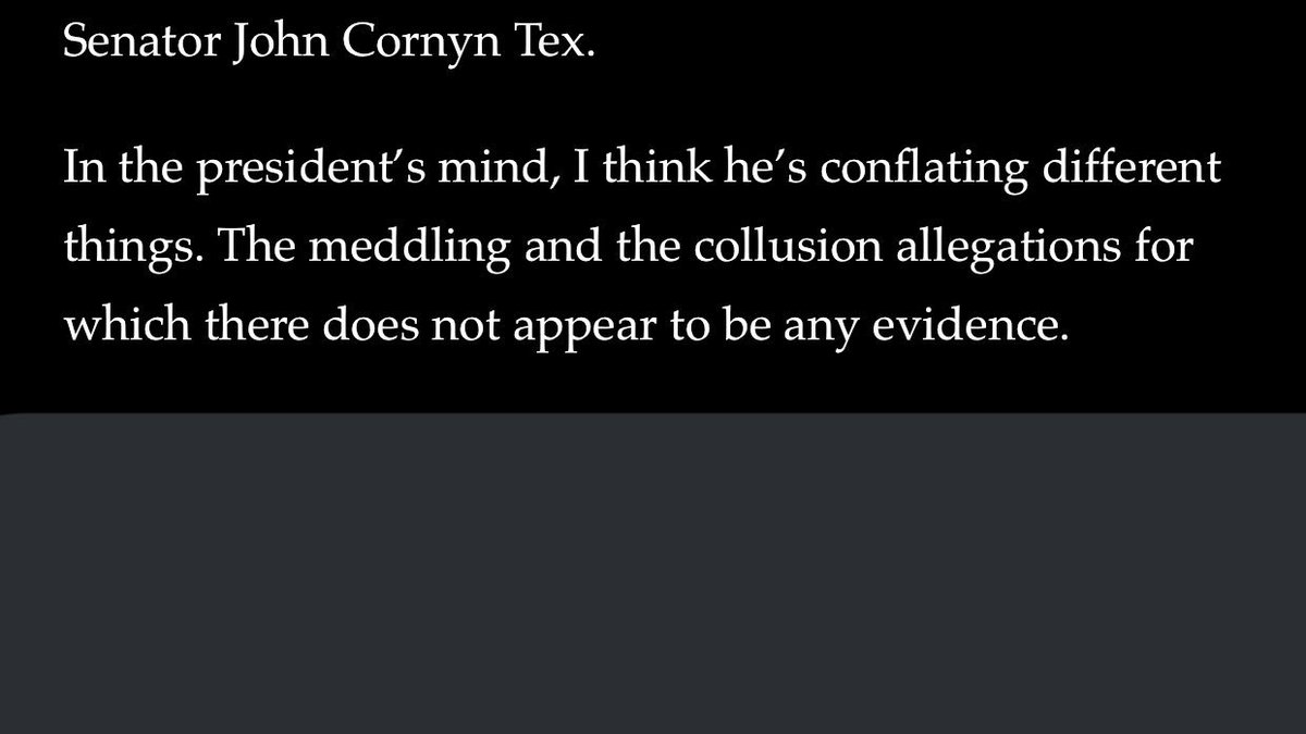 John unclear here if you’re not certain of the interference (you say meddling but we’re past that - there was) or if you’re saying you don’t believe there was collusion (there was but you can pronounce it  #TreasonSummit)  #QuitNow