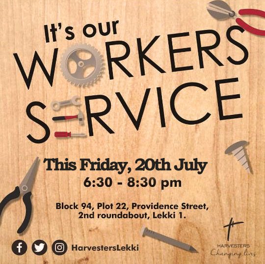 HarvestersLekki's tweet photo. This is for a very special crop of people; Our workers, love labourers and Volunteers....It's another #WorkersService and we just want you to come in and get served this Friday evening.
Don't miss it as it promises to be soul refreshing!
#Harvesters #Lekki #Love #Workers https://t.co/t7R6g6cE23
