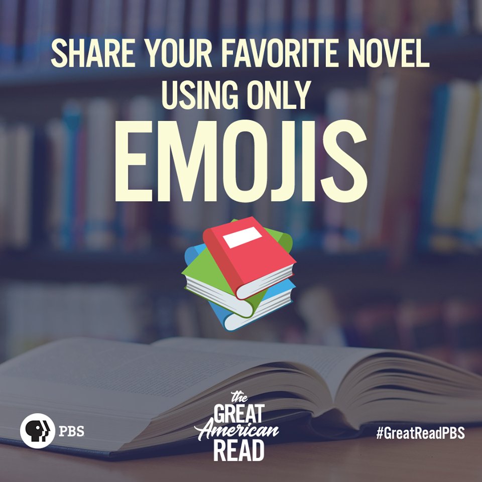 MPBOnline's tweet photo. In honor of #WorldEmojiDay, describe your favorite novel 📖 in emojis using #GreatReadPBS! 📚 #GreatReadMS https://t.co/wUmvgBa0I7