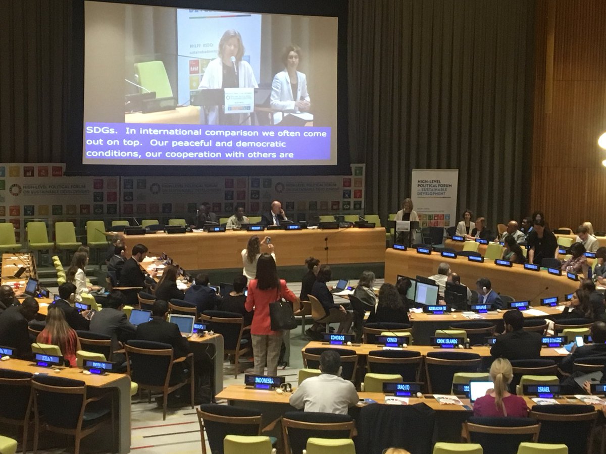 Sveriges miljöminister om vikten av civilsamhället, ungdomar och näringslivet för #agenda2030 och att klimatfrågan även är en fråga för säkerhetsrådet. #hlpf #klimatet #fn