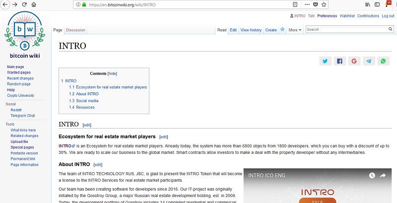 We invite everybody to visit our webpage at bitcoinwiki to know more about INTRO.
 
 Visit our page en.bitcoinwiki.org/wiki/INTRO