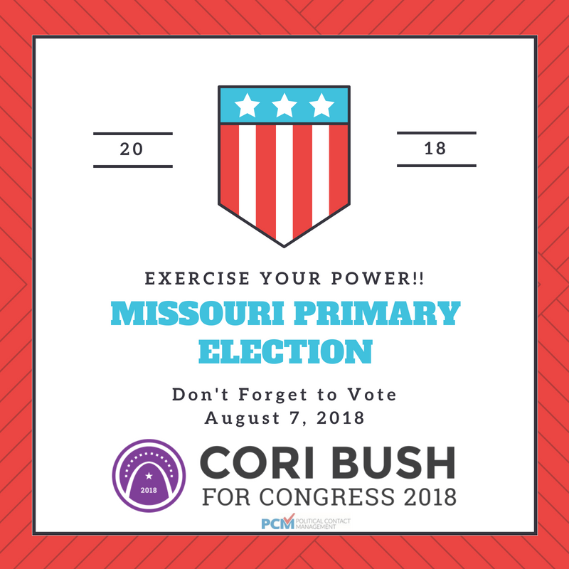 CoriBush's tweet photo. We're 3 weeks away. Don't forget to exercise your power.
Vote August 7th, 2018
#BeThe1st #VoteCoriBush#votingrights #ImmigrationReformNow #MedicareForAll #EnoughIsEnough #MeToo #TakeAKnee #FromProtest2Politics https://t.co/pzxNKf9hcc