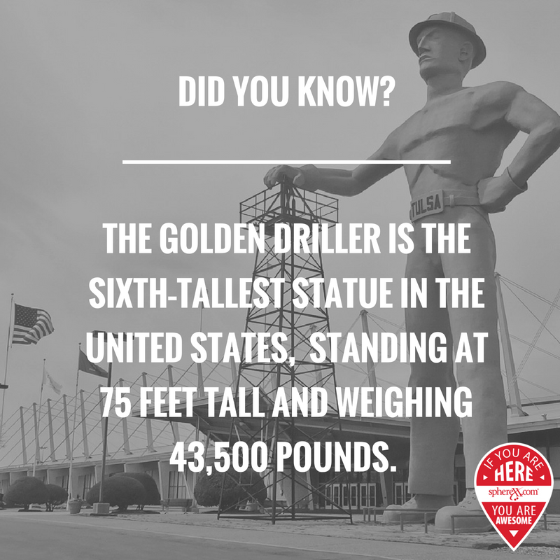 SpherexxCareers's tweet photo. Did you know this about the Golden Driller? Sixth-tallest! Way to go big guy! #SpherexxTeam #GoldenDriller #Tulsa https://t.co/OxbAnomKU5