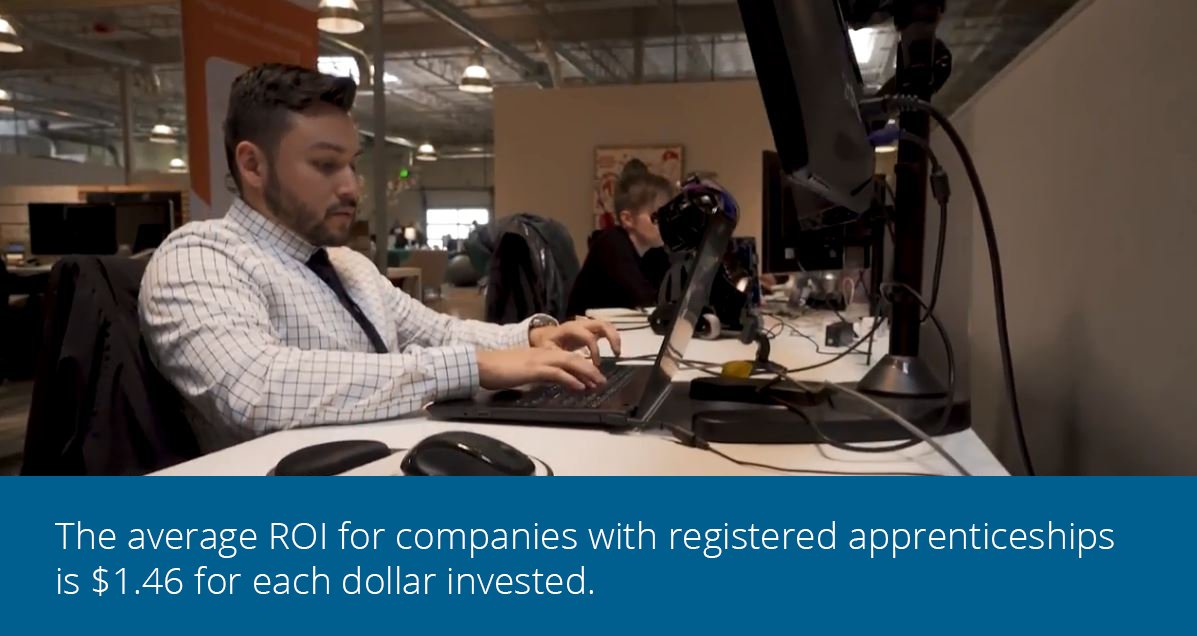 the_cwdc's tweet image. Apprenticeships are a great way to build a pipeline of highly-skilled workers. The average return on investment for companies with registered apprenticeships is $1.46 for each dollar invested. Learn more at ApprenticeshipEvolution.com. #ApprenticeshipEvolution ow.ly/n83D30kF1cH