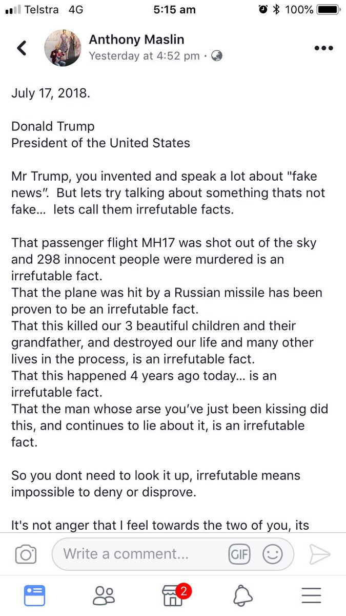 Nic_Coxy's tweet photo. #Perth dad who lost his three children an father-in-law in MH17 hits out at @realDonaldTrump @POTUS #maslin #MH17 https://t.co/yWZrjFjyx8
