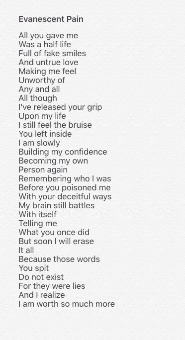 LunaLove6963's tweet photo. My #poem evanescence pain #stopabuse #domesticabuse #domesticviolence #poetry #writingmystory #writingmywayout #mentalhealth #poetrycommunity https://t.co/d41b3bCyhT