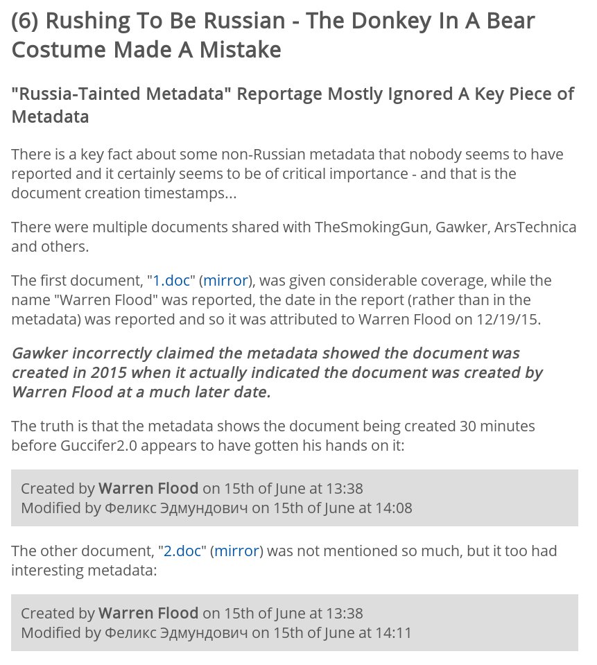 ct_alham's tweet photo. @RidT Hmmmm - why could that be? I have no idea. I guess we need a Sherlock Holmes to figure that out 🧐🧐
...
Or maybe it just didn't fit the narrative.
#Guccifer2 #MetaData #WarrenFlood https://t.co/KrLL2vGl0B