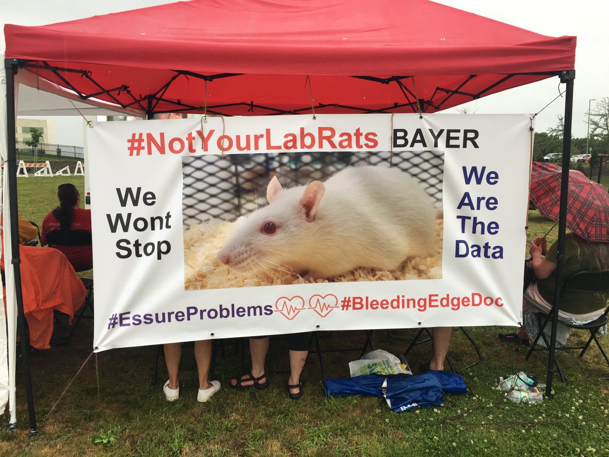 deviceproblems's tweet photo. Sneak preview screening of #TheBleedingEdge at the #BanEssure rally outside Bayer's headquarters. Coming to @Netflix July 27! https://t.co/xpiLv0HRyn