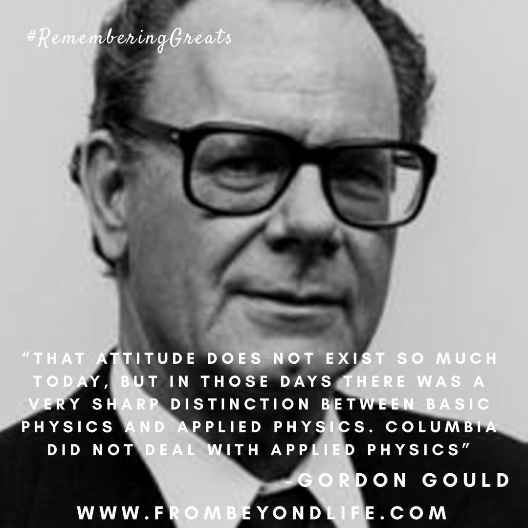 frombeyondlife's tweet photo. #RememberingGreats

Today we are celebrating the birthday of US Physicist &amp; inventor #GordonGould 🇺🇸🔬🎉

Gould is best known for his 30yr fight with the US Patent &amp; Trademark Office to obtain patents for the laser &amp; related technologies 

 #Laser #Birthday #OnThisDay https://t.co/5sNNz4Gv5j