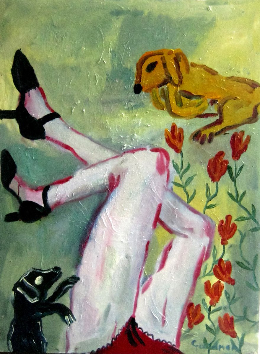 oil paintings #oil #painting #oilpainting #art #artist #contemporarypainting #contemporaryart #legs #shoes #expressivepainting #twitterartists #Dog #bird