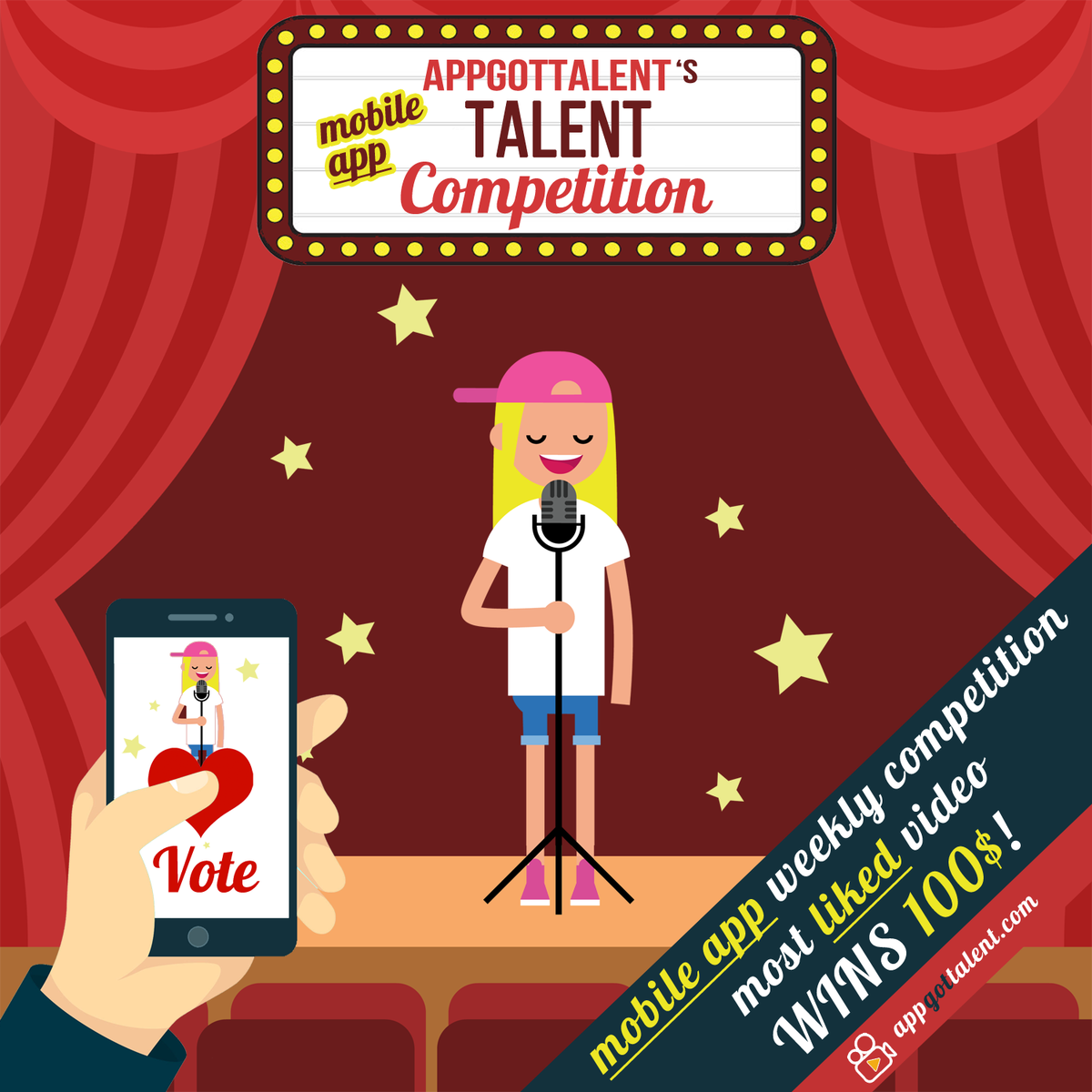 appgottalent's tweet photo. Our weekly completion is back! 
Download our app for iPhone &amp; Android from https://t.co/NANeNpfrzL to join!
Rules are simple, most liked video in a week wins 100$! Singers, dancers, musicians, comedians, and all talents are welcome!
#talent #competition #appgottalent https://t.co/Gb7lBnIoKn