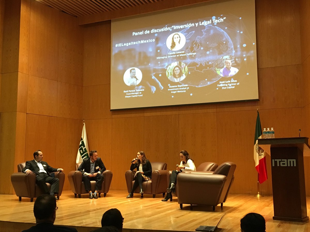 MassChallengeMX's tweet photo. .@clecaros moderando el panel de discusión de Inversión y Legan Tech en Legaltech Venture Day por el @IEmexico en el @ITAM_mx.
#legaltracking #licity #lucius @IElaw @MayanCapital @DuxCapital @AngelVentures #IELegalTechMexico https://t.co/XZY0qt3u6j