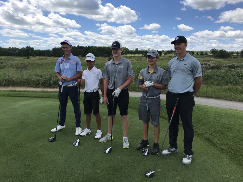 OspreyOpen's tweet photo. A few @PGATOURCanada took some time from their day to play with three juniors and tell them all about what pro golf is like.

Thanks, @Jake_Johnson60 and @coreyperalta! https://t.co/DgPvT6TWlx