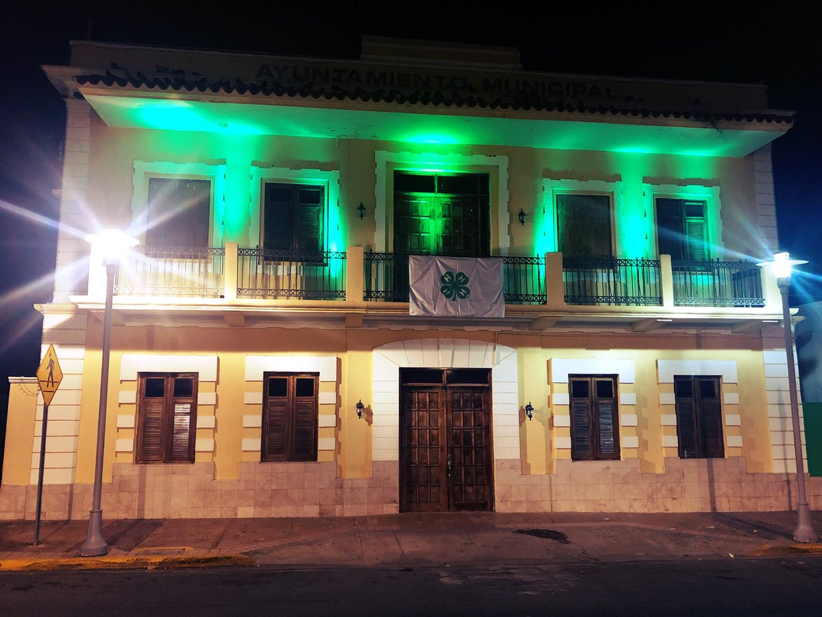 Nuestra Casa Alcaldia se ilumina de verde en ocasión de la Convención de Juventud y Clubes 4H Puerto Rico que se celebra en nuestro pueblo.