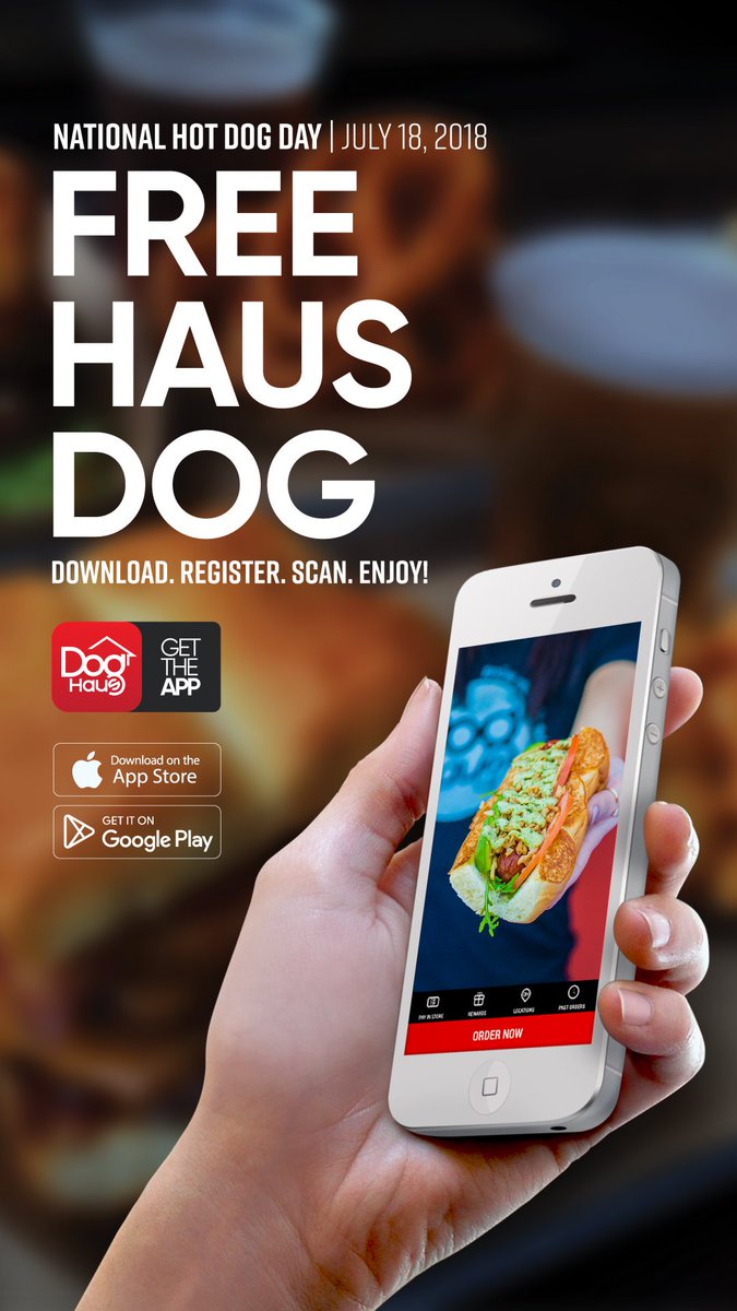 My juicy wieners are yours FOR FREE tomorrow (7/18) #NationalHotDogDay!! 🌭 You gotta download the Dog Haus app &amp; register (it’s like a 1 min process.. fucking relax... it’s worth it) then come in and scan. Free App, Free Wiener 💦 
You’re welcome!