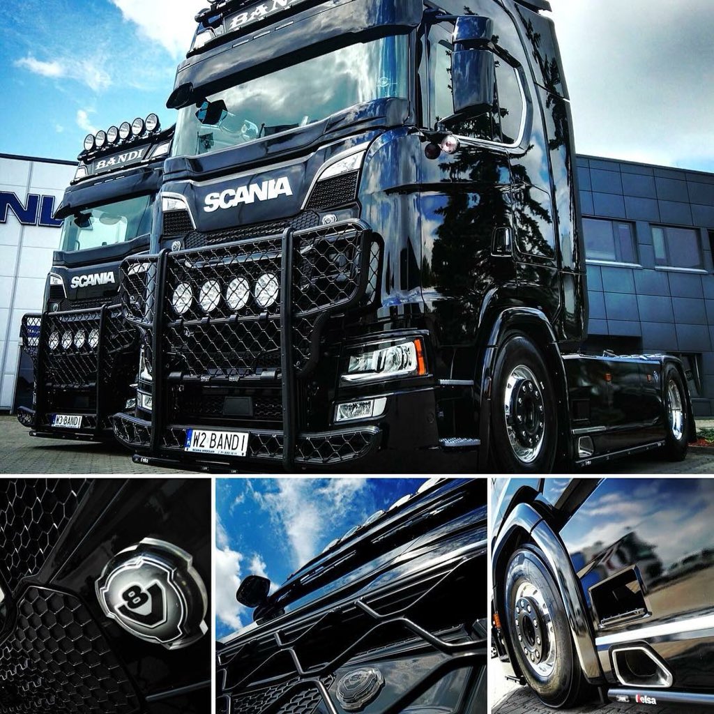 StephenJohnCor7's tweet image. BANDI international polish based black beauty magic 2 Scania’S v8 580s looks amazing black butte design style brilliant 💨💨👍