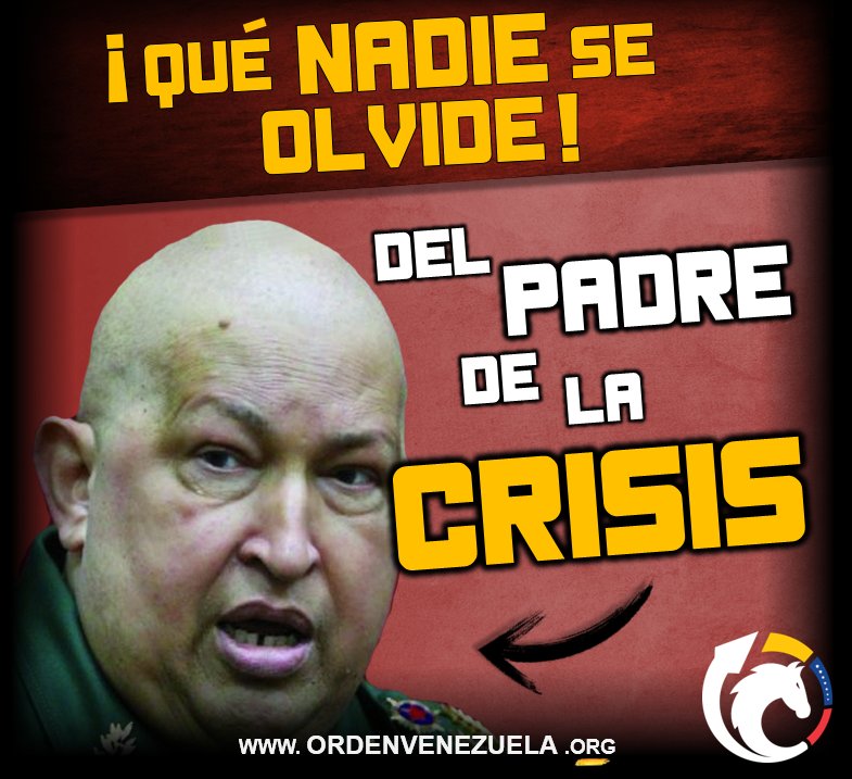 OrdenVenezuela's tweet photo. La desgracia en Venezuela es consecuencia de la actuación de Hugo Chavez quien invito a la desgracia socialista de cuba a instaurarse como gobierno y hacerse tirania. #NOmasSocialismo https://t.co/4YcBf0MioH
