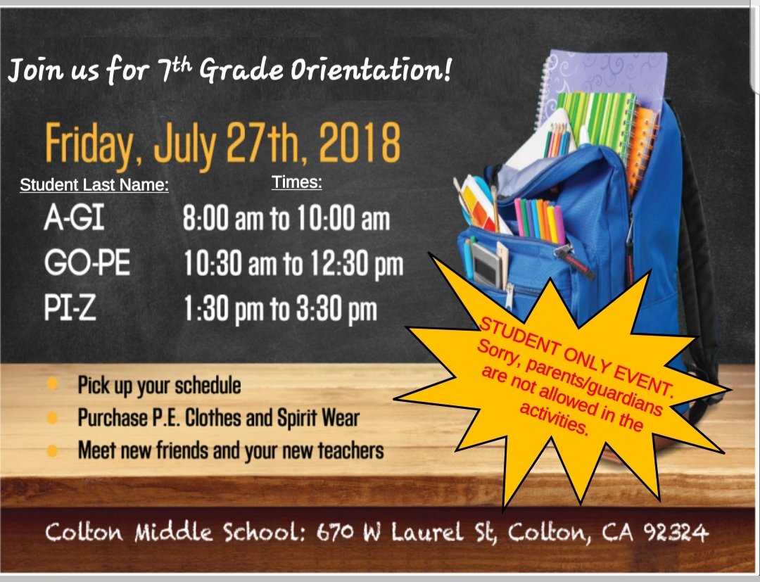 CMSWEBCrew's tweet photo. Incoming 7th graders!!!! Also special invite to former Web Crew members. We would love for you to come out and volunteer at Orientation! https://t.co/zPvycYYwsg