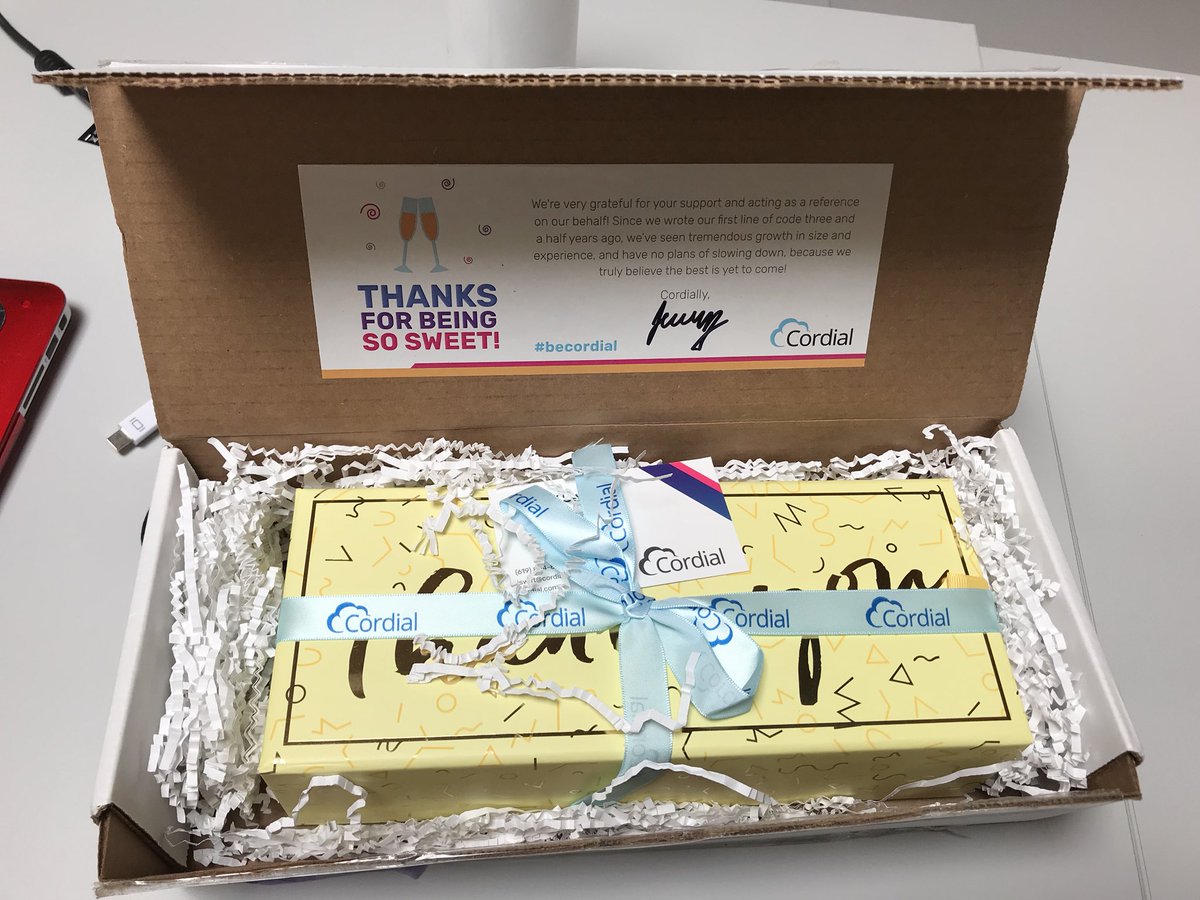 dtboyd's tweet image. Thx @cordialinc team for the tasty gift. #becordial