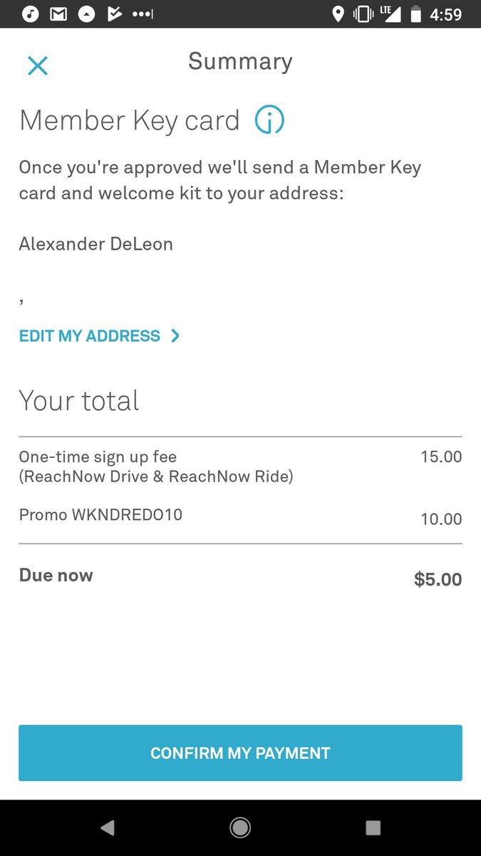 Alex_DeLeon's tweet photo. @reachnow with your relaunch, why do users need to buy a new card? I've been a user for years with a card, and being asked to pay again...? https://t.co/TTAithV4B9