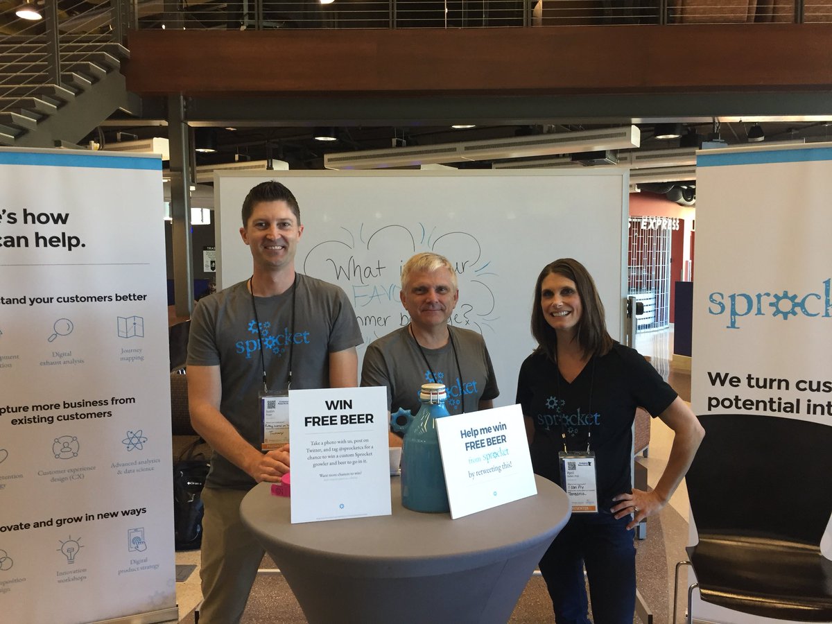 SprocketCX's tweet photo. Hey, thanks @customerfn for the good time today. Nothing we like better than talking #CX, #DataSciece , and #beer. What a great show. #CFN18 https://t.co/ClMdXAOKiH
