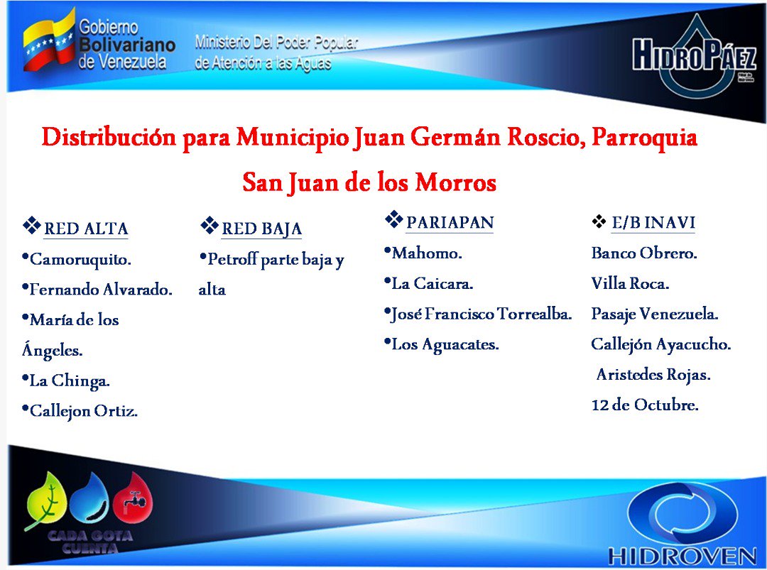 Hidropaezca's tweet photo. #HidroInforma🚰|| Distribución para Municipio Juan German Roscio, Parroquia San Juan de los Morros #GerenciaParaElPueblo💧 https://t.co/UGboOT25iT