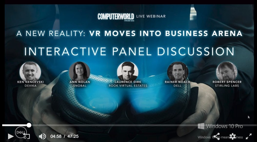DevikaWorld's tweet photo. VR moves into business arena...Check out this webinar by @computerworldau @Dell and @Microsoft. Our very own @KenKencevski has been interviewed, speaking about VR in the business world.
https://t.co/lGoBQNjX6c
#VR #VRinbusiness https://t.co/dEHUaewmi3