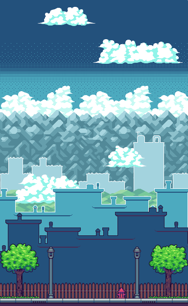 DeliveryTimeVG's tweet photo. Delivery Time's background parallax layers, along with updated clouds! #pixelart #indiedev #indiegame #gamedev https://t.co/zS8gXIGdct
