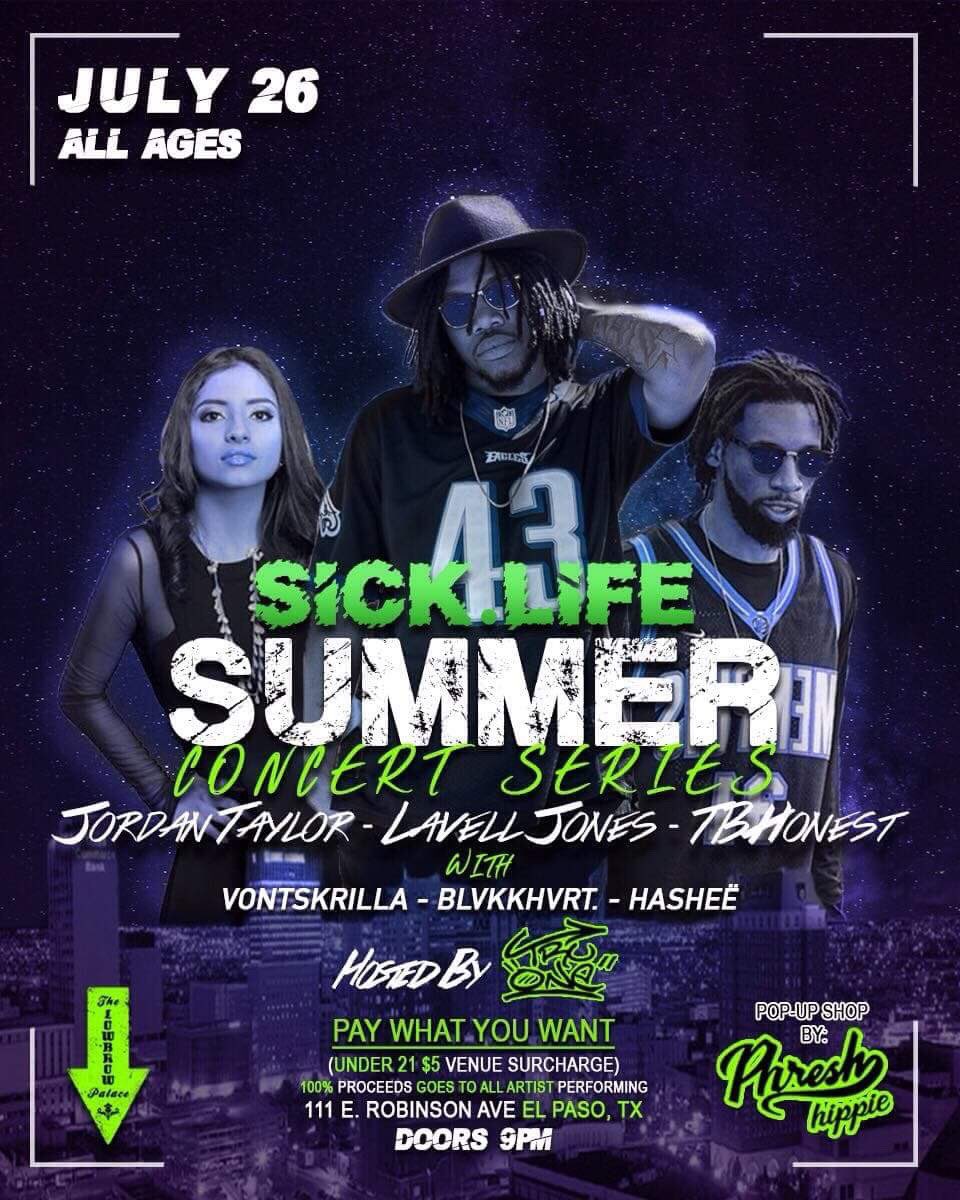 BFNE92's tweet photo. @sickdotlife summer concert series going down July 26th at @lowbrowelpaso https://t.co/vOupjnKx1T