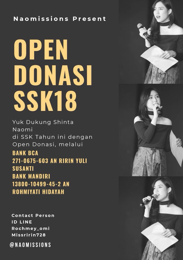 Halloooo, selamat Pagi gaes....
FYI ( Open Donasi )
Bagi yang Ingin membantu Naomi dalam SSK Tahun ini, bisa menghubungi CP yg ada di Foto yaaa atau bisa cek di <a href="/Naomissions/">Shinta Naomi FC</a> terimakasih dan mohon bantuannya🙏🏻🙏🏻😊😊😊❤️❤️❤️