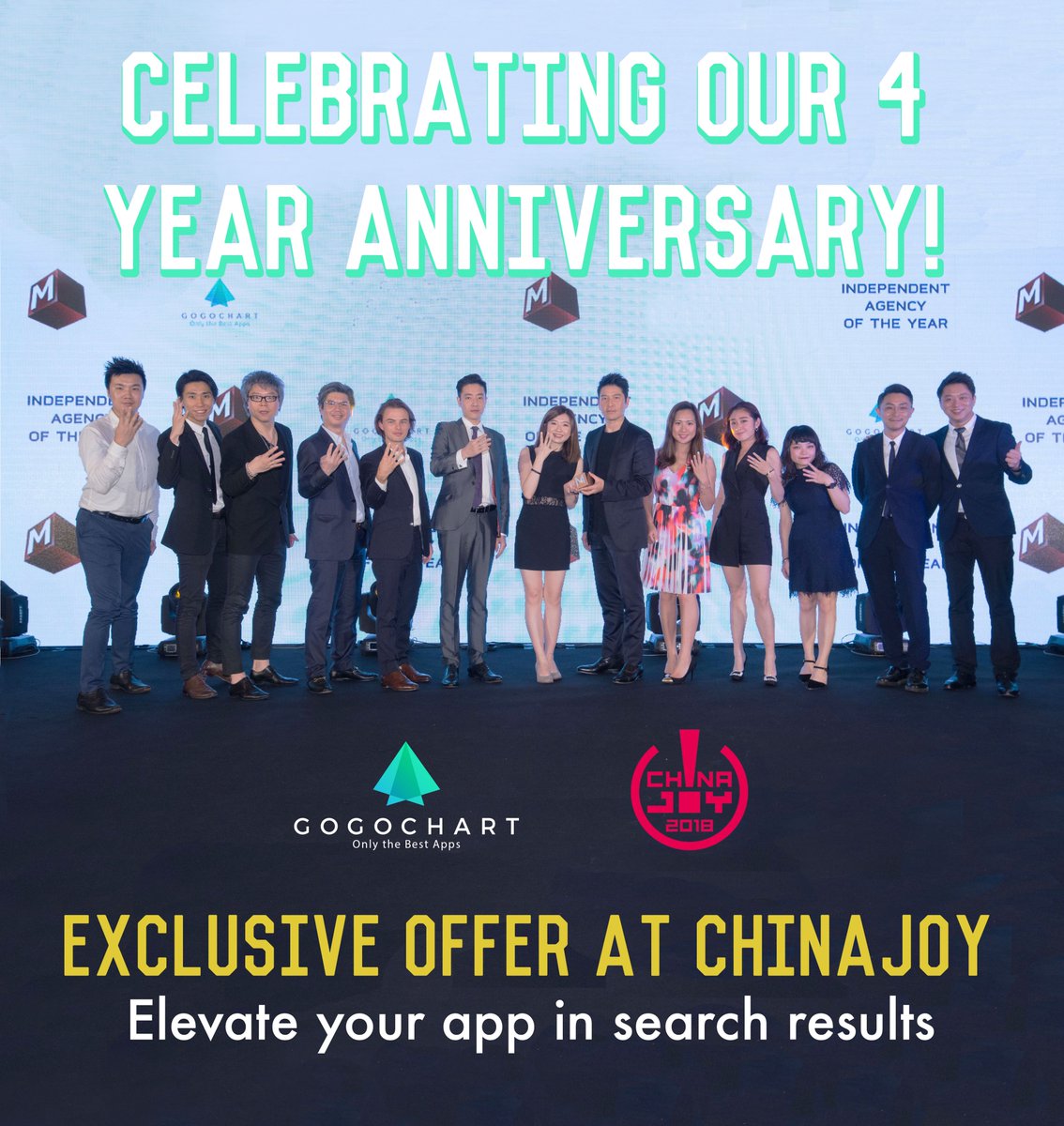 gogochart's tweet image. We&apos;re celebrating our 4 year anniversary with a special offer for you guys! Reach out to us if you want to learn more about how we can help your app succeed. 

#ASO #AppleStoreOptimization #mobilemarketing #GoGoChart #anniversary #apps