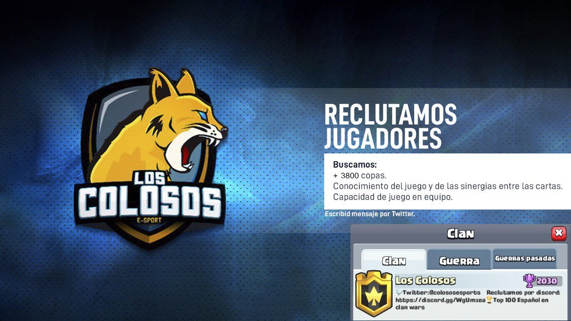 ¡Recordamos que el periodo de reclutamiento sigue abierto, se busca jugadores comprometidos, con 3.800 copas en ladder!

¡No pierdas la oportunidad de unirte a la familia!