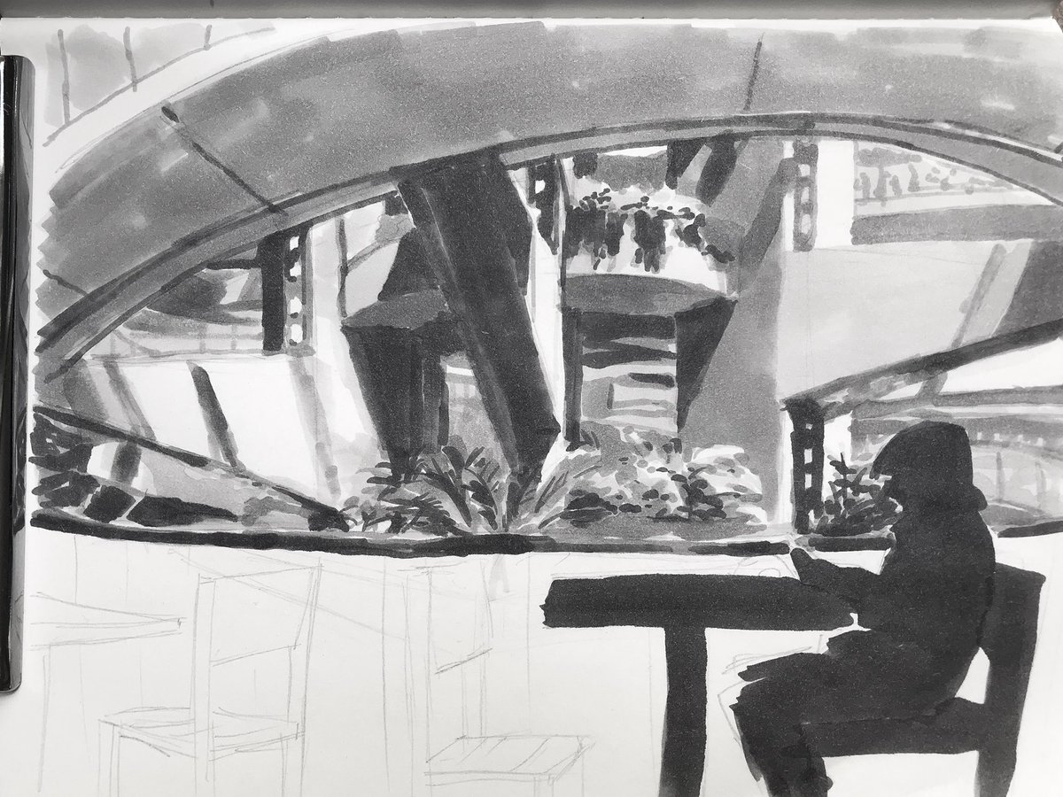 monkeysketches's tweet image. Lunch break sketch at #embarcaderocenter 
Wish I could do these for longer..
#copic #urbansketchers