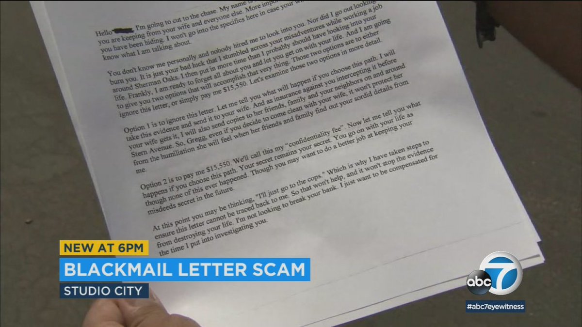 RT <a href="/ABC7/">ABC7 Eyewitness News</a>: SCAM ALERT: A Studio City man is sounding the alarm about a blackmail scam letter that threatens to expose your "secret" unless you fork over $15,000 via bitcoin abc7.la/2uvO4fE