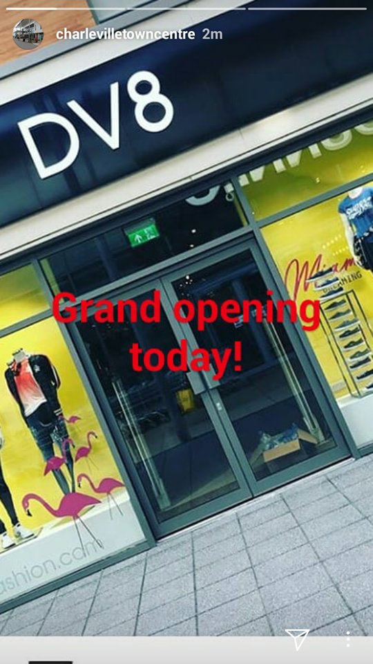 Opening Day today @dv8fashion !!!!!
The wait is over....DV8 opens its doors today at 9:30am!!! We wish them all the best success in the shopping centre! #retaildevelopment #openingday #roadtosuccess #fashionvibes #marketing #charlevilleshopping