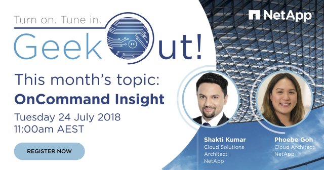 NetAppANZ's tweet image. &quot;I don&apos;t want to optimise my workloads and IT spend&quot; - said no one ever. In this month&apos;s Geek Out! webcast, learn how #OnCommandInsight can help you monitor your entire infrastructure in real time. Register today! #DataDriven bit.ly/2LjgzXm
