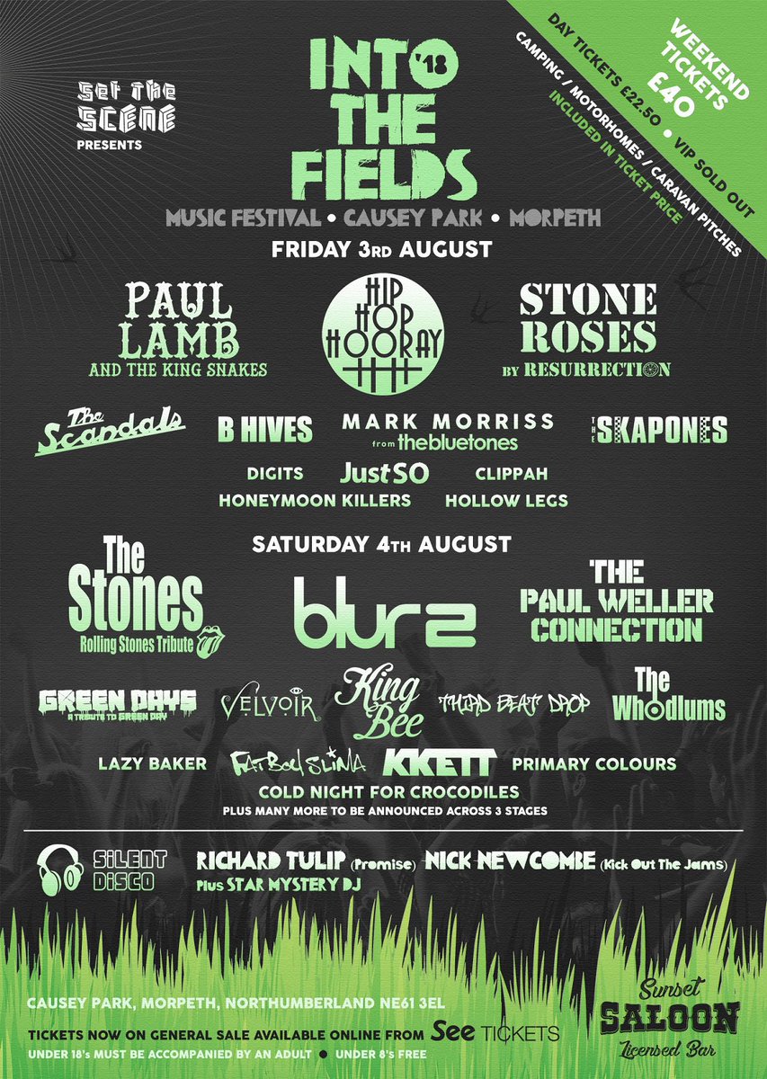 Into The Fields Music Festival Nr Morpeth <a href="/GreenDaysBandUK/">Green Days</a> <a href="/Skapones/">The Skapones</a> <a href="/HipHopHoorayUk/">Hip Hop Hooray</a> and Many More Fri 3rd Aug at 12:00pm <a href="/inn_oak/">The Oak Inn morpeth</a> in #Morpeth #Northumberland in-the-uk.com/north-east/