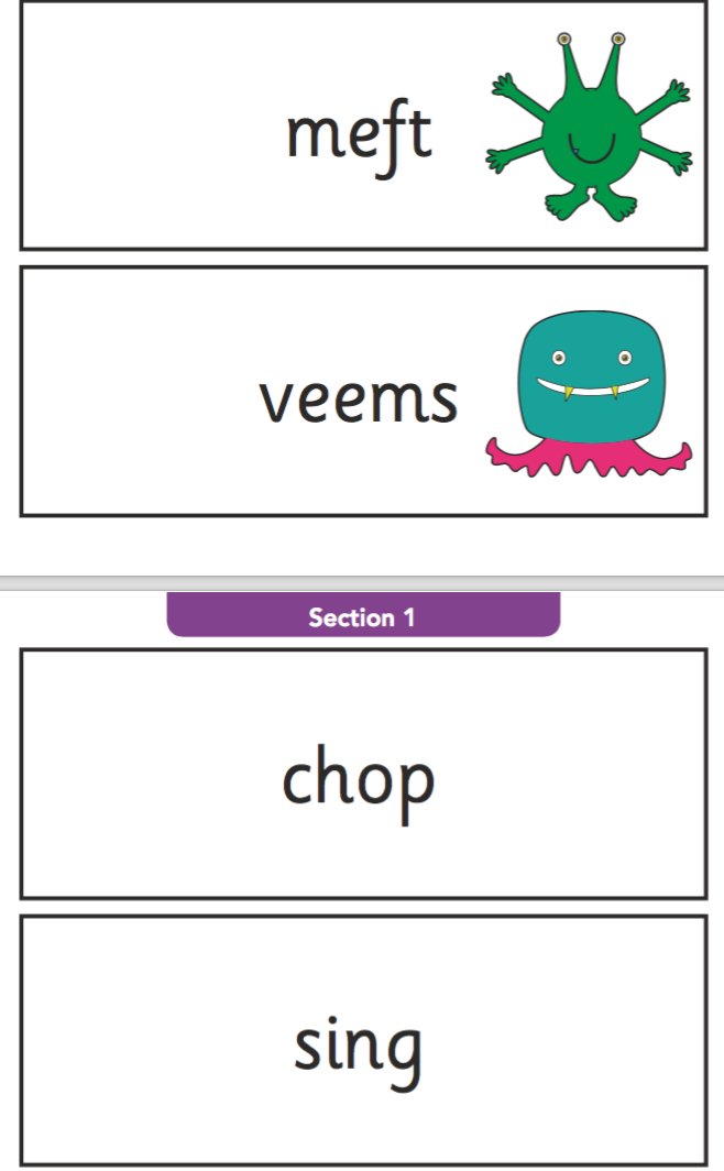 Ironic that the PSC uses picture cues to let children know they are decoding pseudo words. What would the results look like if they were omitted? #phonicscheck #phonicsscreeningcheck #phonics @MichaelRosenYes @IFERlorg @ReadingReform @tes @clpe1