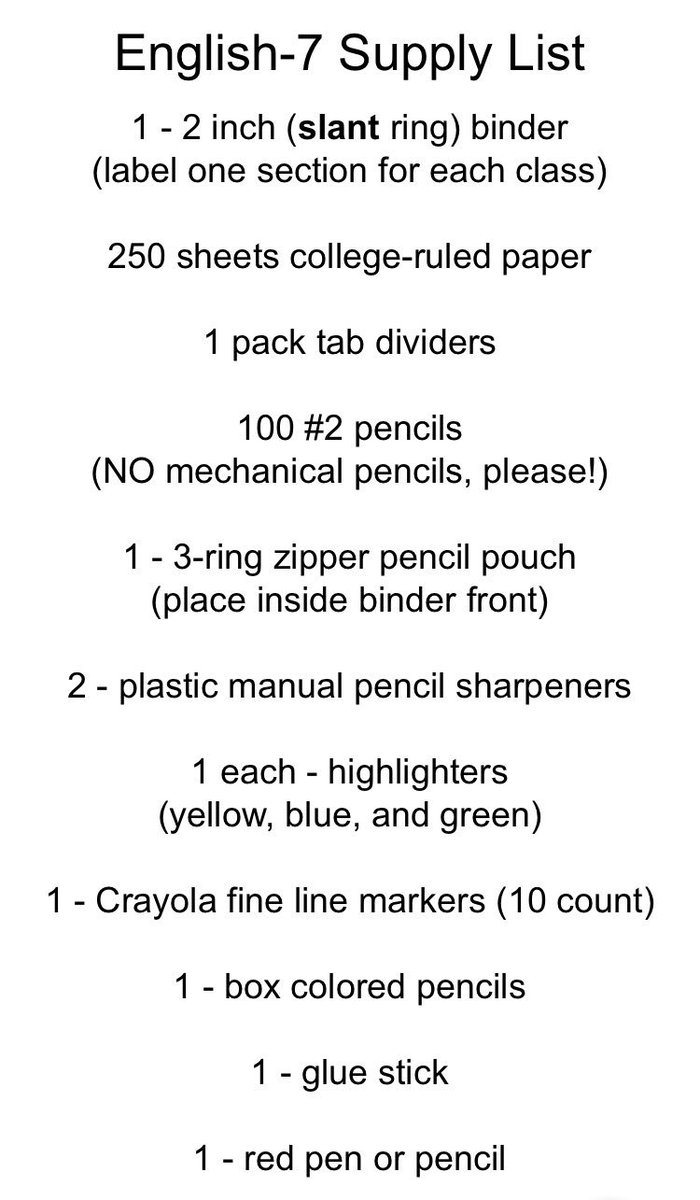 litwit4all's tweet photo. Tax-free holiday is this weekend! @SatsumaHSgators 7th Grade English Supply List #Back2School https://t.co/5ElZgS4Lo7