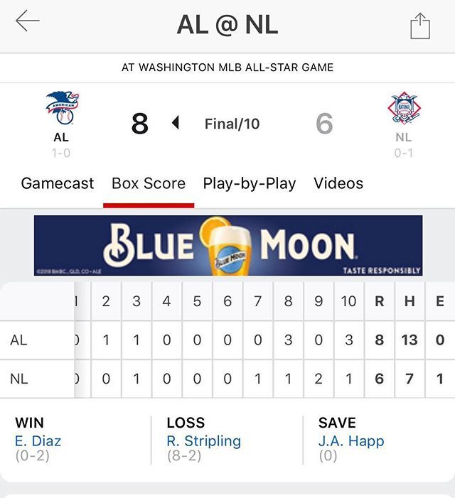 Edbo316's tweet photo. (198/365) Watched the entire #mlballstargame tonight with my #brotherinlaw and #sisterinlaw! What a game! #baseball #allstargame #mlb #americanleague #homeruns #instagramaday (via https://t.co/644Zb4PeOr) https://t.co/2YYkCR7edz