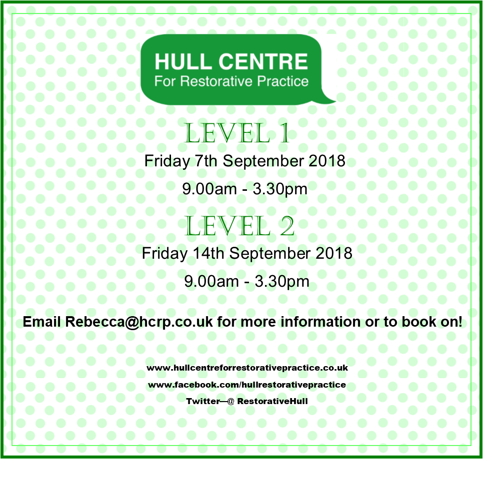 RestorativeHull's tweet photo. The new Restorative Practice dates and times!
rebecca@hcrp.co.uk https://t.co/bHbEzUNMz6