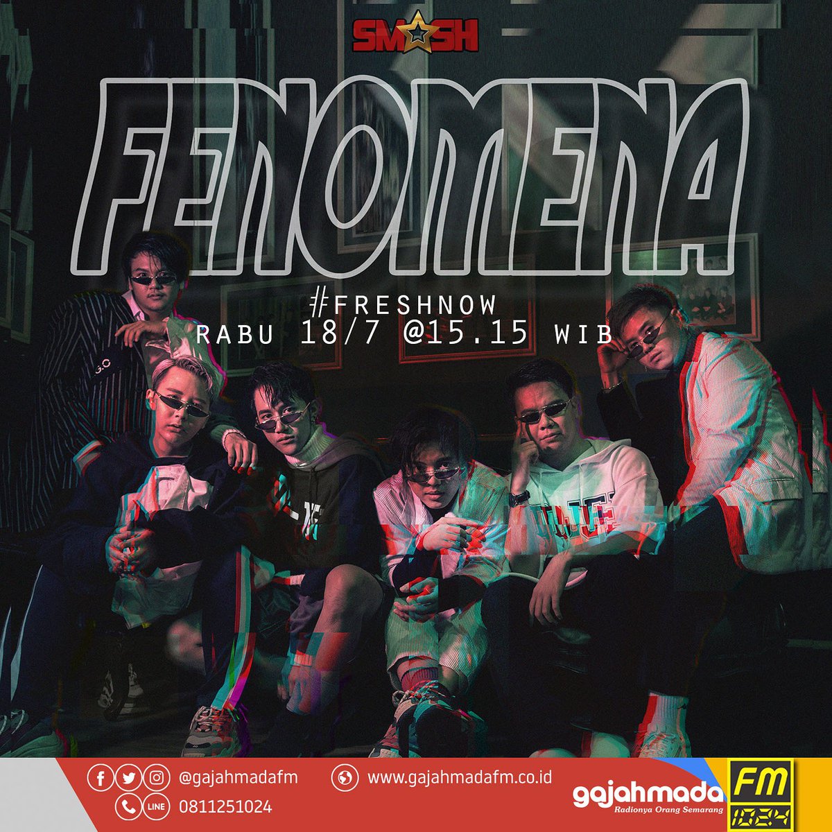 SM*SH is back with their brand new single "FENOMENA".

YEEEY! <a href="/SMASHindonesia/">SMASH Indonesia</a> balik lagi ke dunia musik tanah air! Hari ini #18718 jam 15.15, kita #konsen bareng "Fenomena".

Are you ready, #smashblast? 😎
Streaming: gajahmadafm.co.id
_
#Brotherhoodforfans #fenomenasmash